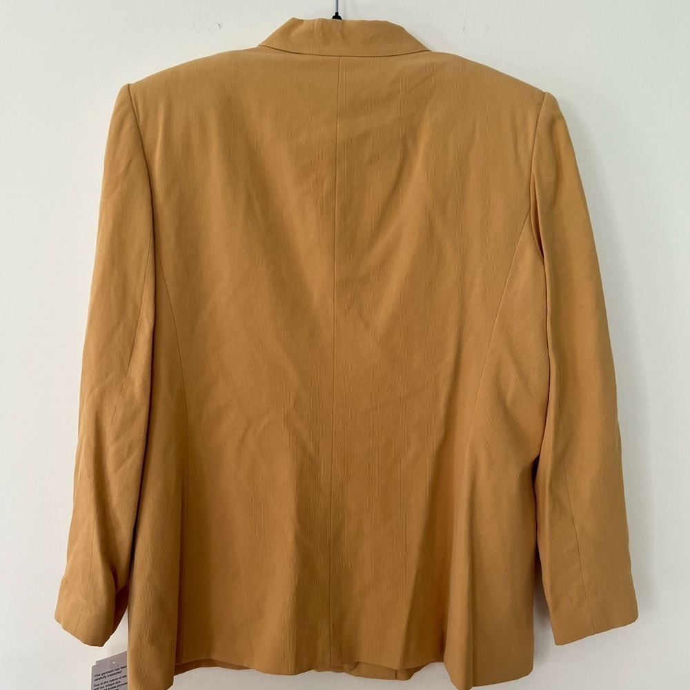 MIMS/COLE‎ Women 100% SILK VTG Blazer Coat Suit Set size 16 Golden Yellow Modest - Picture 8 of 16
